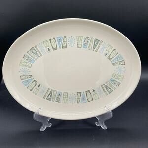 Vtg TST Colorcraft Jamaica Bay Atomic Starburst Oval Platter